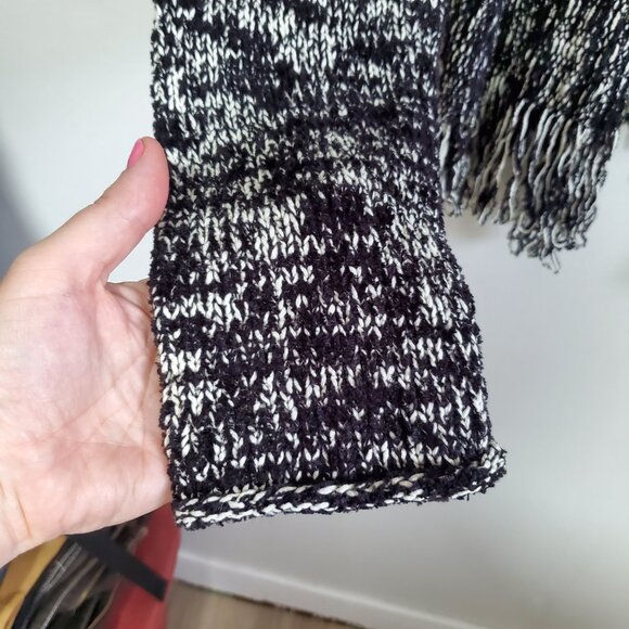 NWT NIC + ZOE Fringe Knit Jacket Blazer Toggle Closure White Black Women's Large - Picture 6 of 14